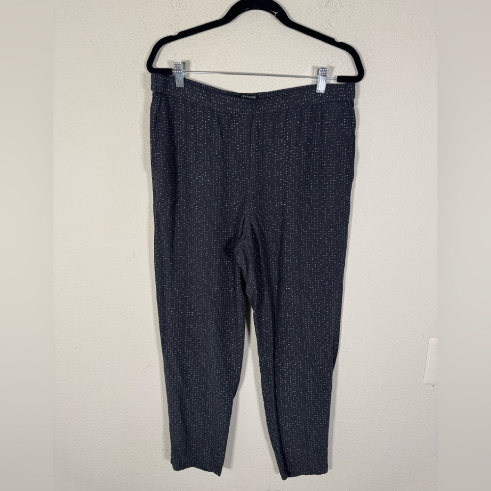 Eileen Fisher Medium elastic waist elevated pants gray and beige with pockets